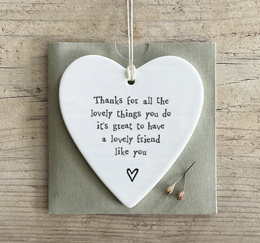 Porcelain round heart-Thanks for all