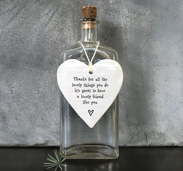 Porcelain round heart-Thanks for all