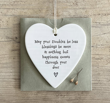 Porcelain round heart-May your troubles be less