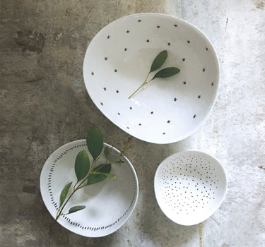 Set of 3 bowls-Stars, dashes & dots