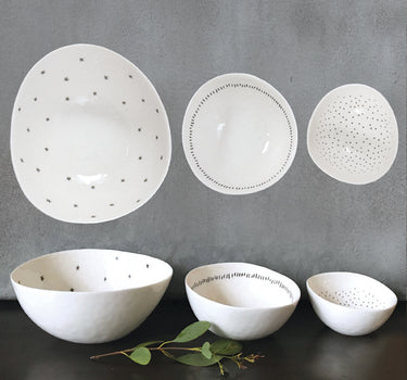 Set of 3 bowls-Stars, dashes & dots