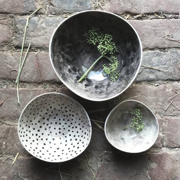 Set of 3 bowls-Colour wash &amp; dots