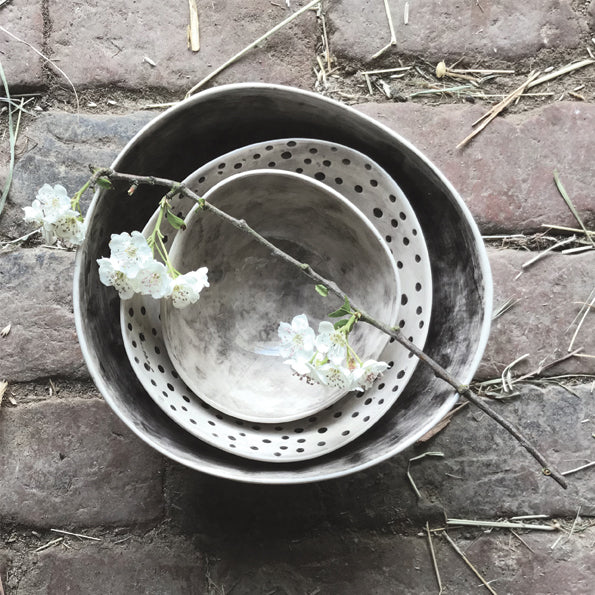 Set of 3 bowls-Colour wash &amp; dots