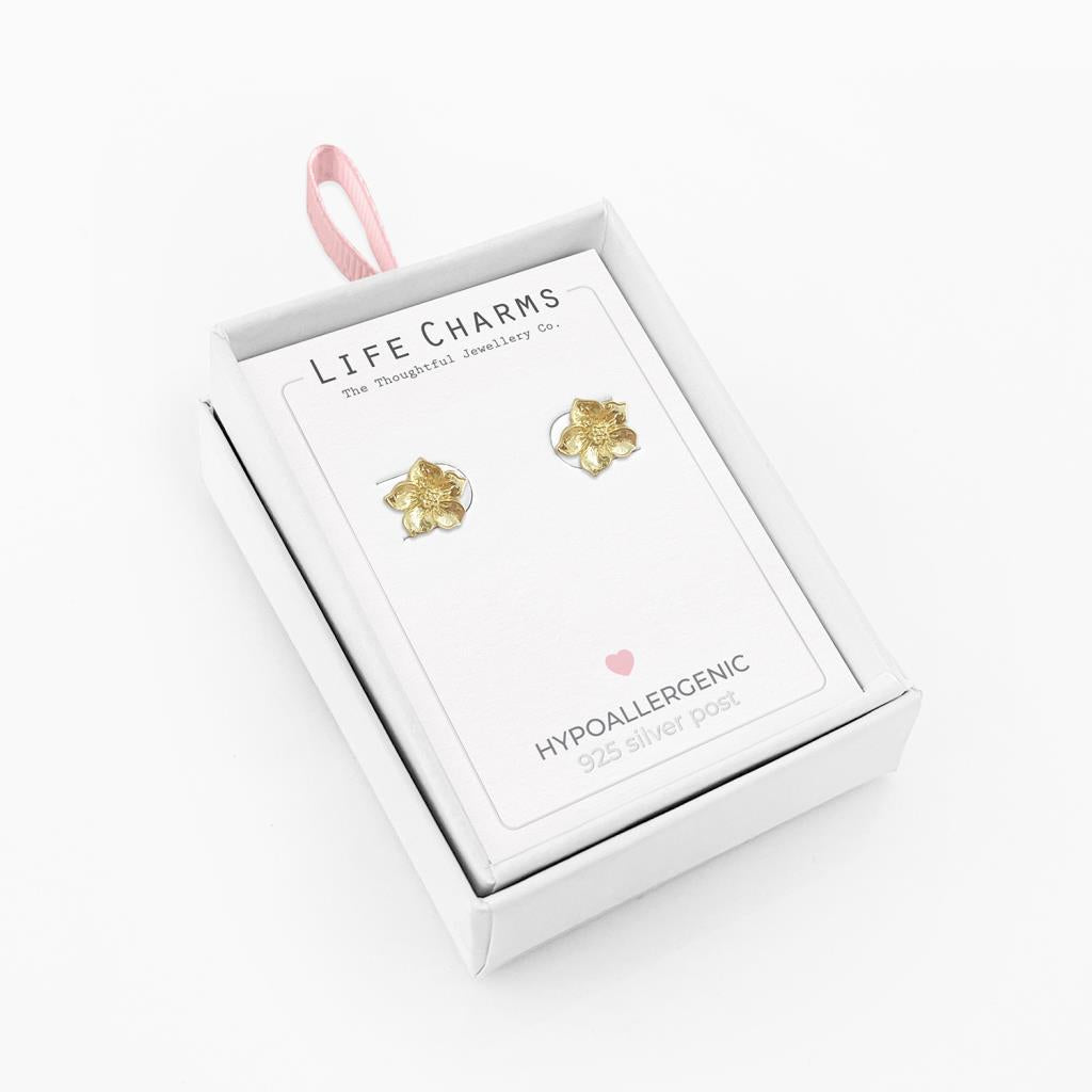 Gold lotus stud earrings